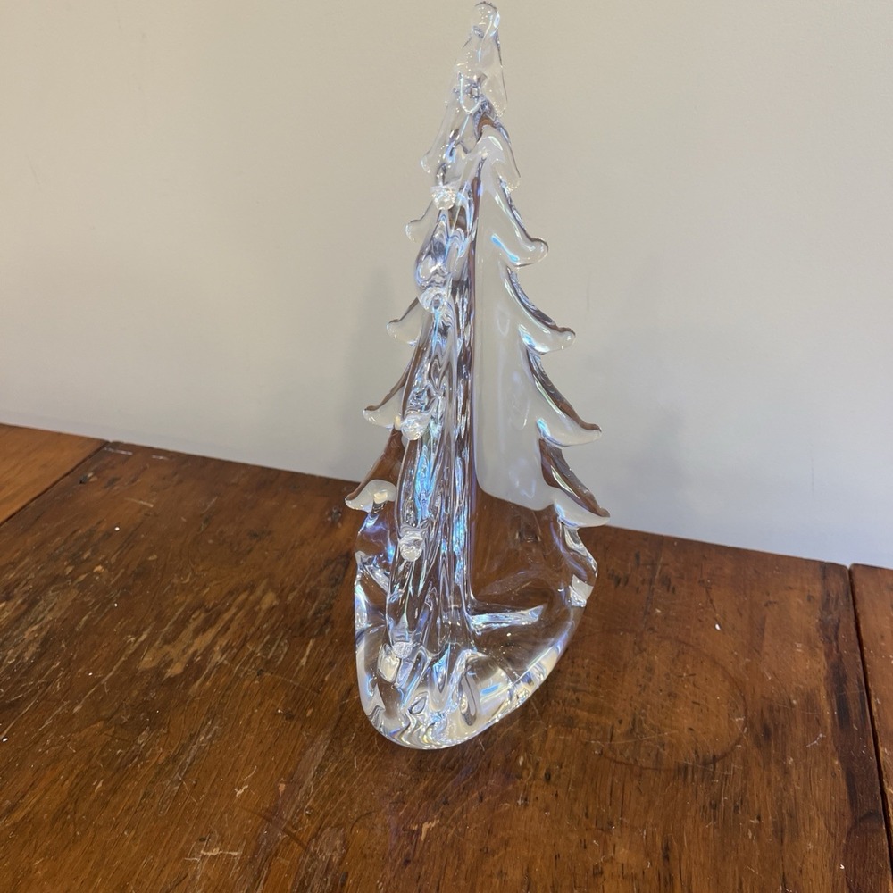 Simon Pearce Three-Sided Vermont Evergreen Art Glass Christmas Tree Handmade USA